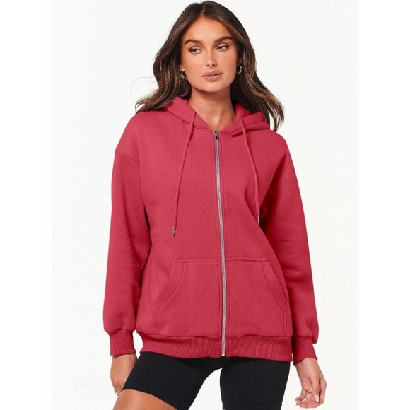 Women's Oversized Zip Up Hoodies Sweatshirts Y2K Clothes Jackets with Pockets - Picture 9 of 9